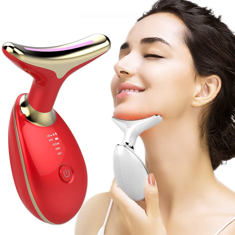 EMS RED LIGHT THERAPY FACE NECK LIFT WRINKLE REMOVER TIGHTEN MASSAGER - Image 4