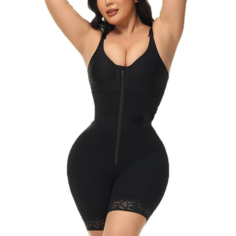 FAJAS COLOMBIANAS LOW CUT SHAPEWEAR TUMMY CONTROL BUTT LIFTER SHAPER WITH ZIPPER CROTCH DETACHABLE SHOULDER STRAP - Image 4
