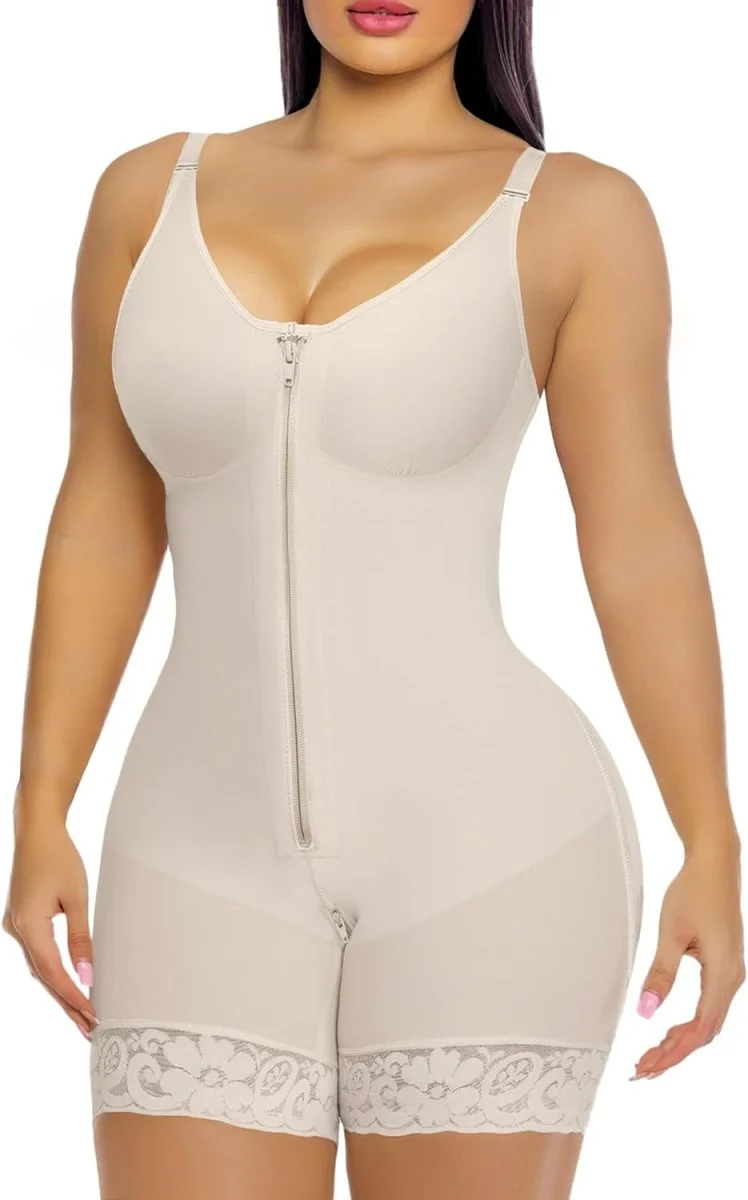 FAJAS COLOMBIANAS LOW CUT SHAPEWEAR TUMMY CONTROL BUTT LIFTER SHAPER WITH ZIPPER CROTCH DETACHABLE SHOULDER STRAP - Image 6