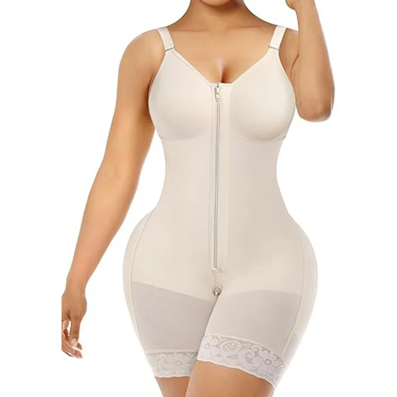 FAJAS COLOMBIANAS LOW CUT SHAPEWEAR TUMMY CONTROL BUTT LIFTER SHAPER WITH ZIPPER CROTCH DETACHABLE SHOULDER STRAP - Image 7