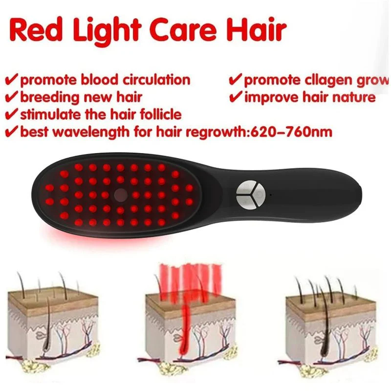 RED LIGHT THERAPY BRUSH SCALP MASSAGER COMB HAIR GROWTH ANTI HAIR LOSS - Image 8