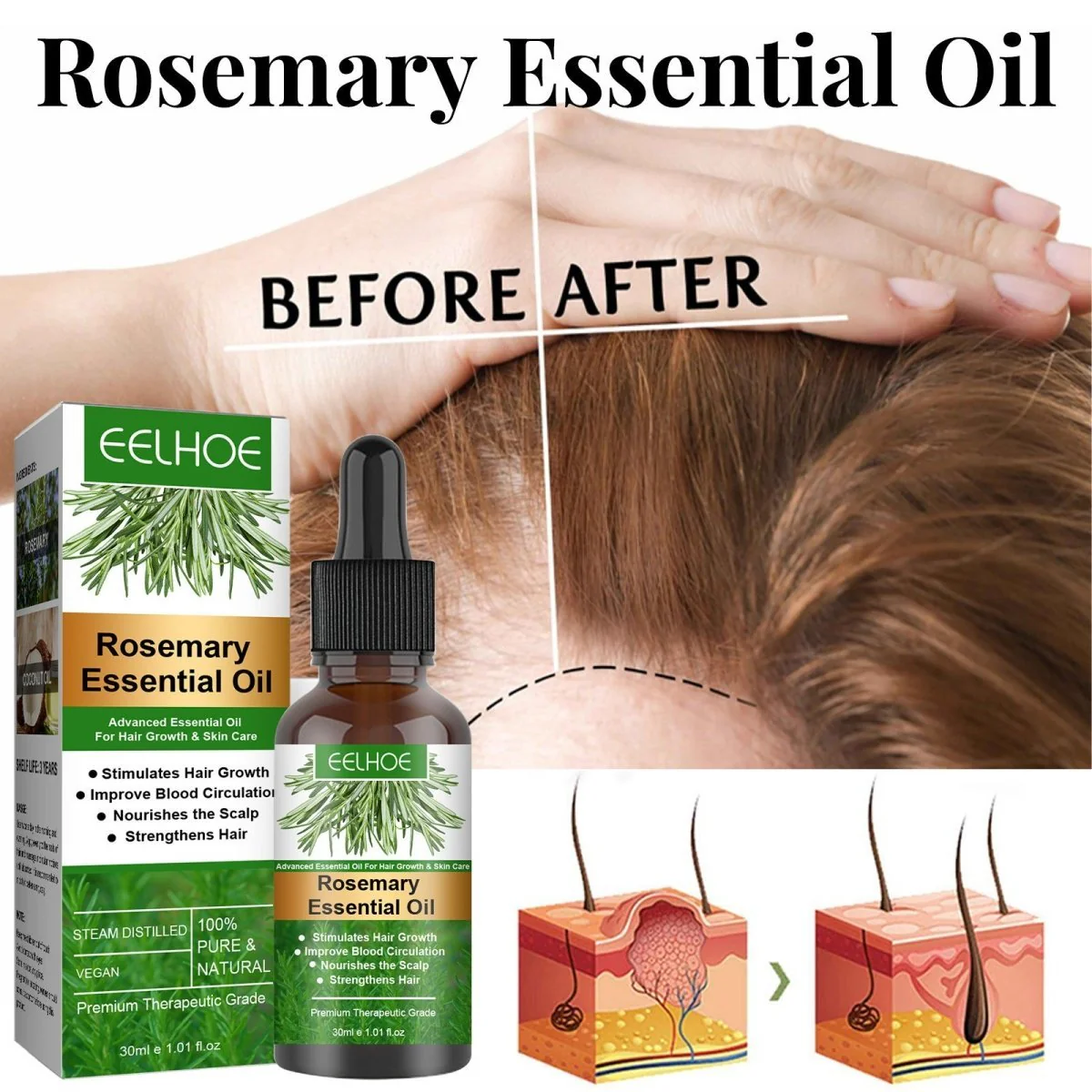 Rosemary Anti-Breakage Nourishing Hair Care Oil (One Free with Therapy Brush) - Image 4