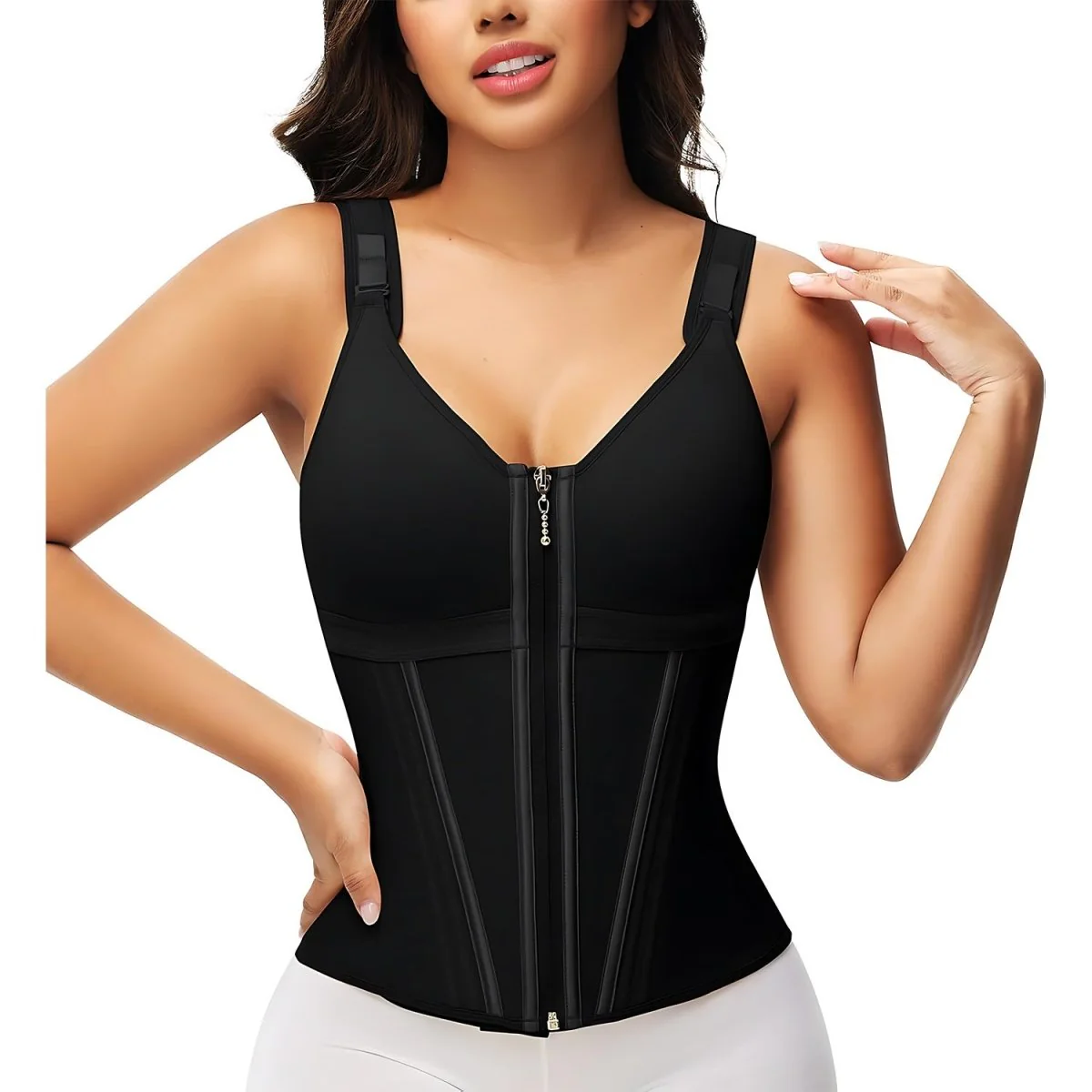 WAIST SHAPEWEAR WITH BRA TUMMY CONTROL GIRDLE WORKOUT SHAPEWEAR WITH ADJUSTABLE SHOULDER STRAP - Image 4