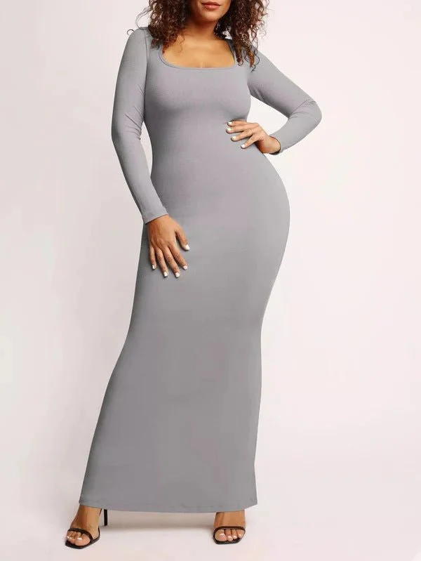 CASUAL SOFT LOUNGE LONG SLEEVE MAXI DRESS - Image 3